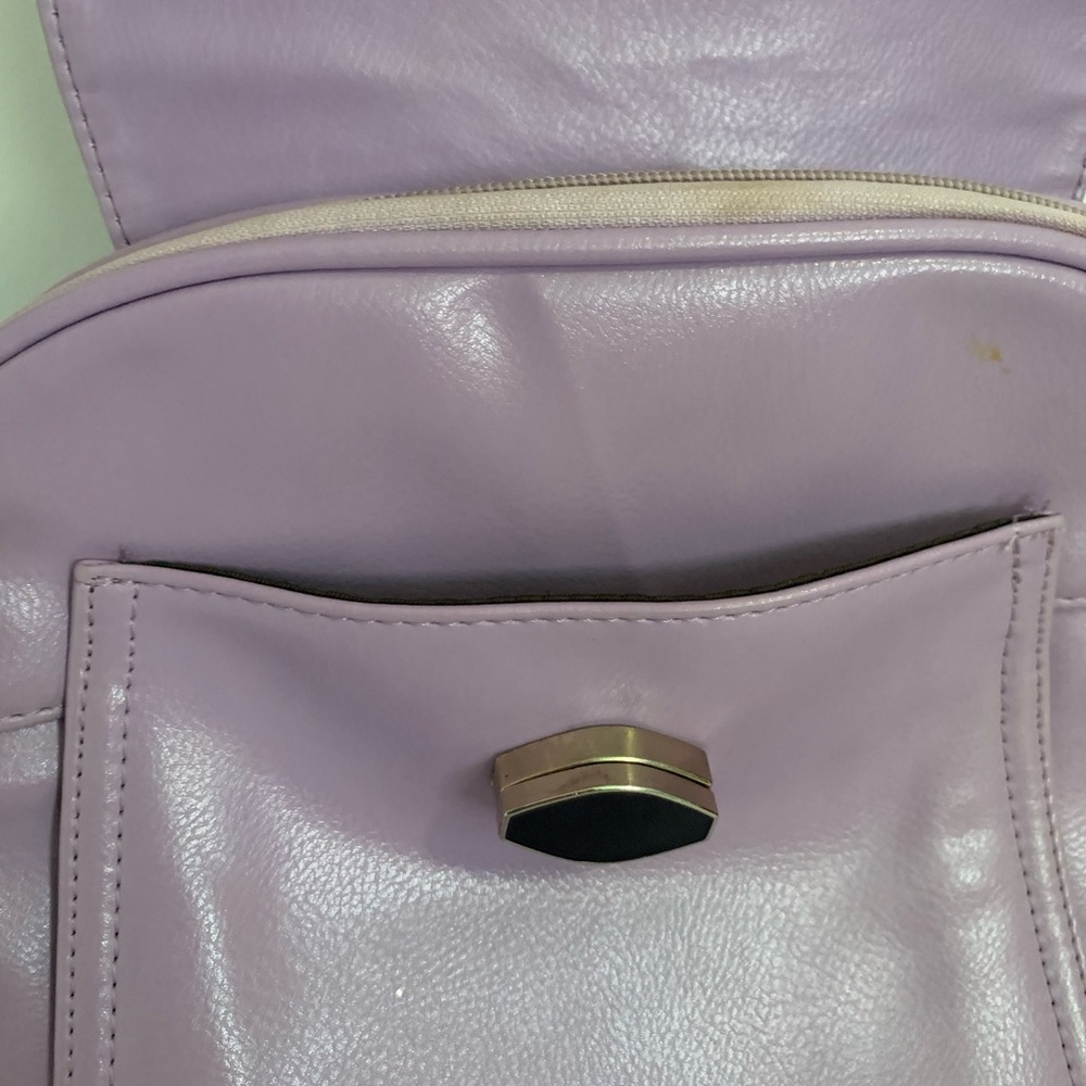Purple Faux Leather Backpack with Modern Clasp - Picture 7 of 10